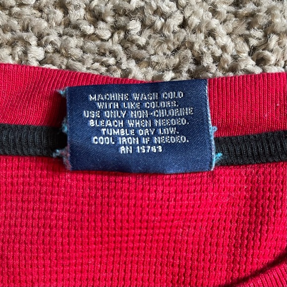 Polo Ralph Lauren Thermal sleepwear shirt Large red cotton mens waffle knit - Picture 6 of 7